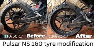 Pulsar ns 160 bigger 13070 tyre installation [upl. by Anallese]