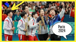 Lovely moment of North Korea and South Korea at table tennis Paris Olympics 2024 [upl. by Yared]