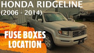 Honda Ridgeline  FUSE BOX LOCATION 2006  2014 [upl. by Ijan]