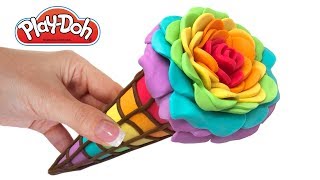 Play Doh Rose Ice Cream How to Make Play Doh Rainbow Rose Play Doh Food [upl. by Ettevy]