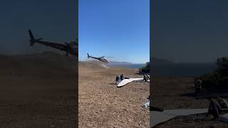 Helicopter lands at fort funston Hanggliding site while pilots still flying [upl. by Nimsaj619]