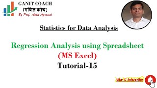 Tutorial 15 Regression using MS excel  Regression Analysis [upl. by Ecinaj]