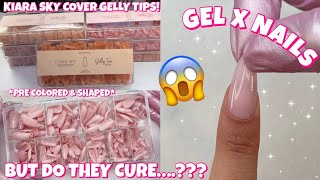 TRYING KIARA SKY NEW COVER GELLY TIPS  PRE COLORED NAILS  QUICK amp EASY SOFT GEL EXTENSIONS AT HOME [upl. by Akeimat]