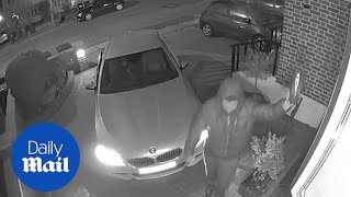 Moment thieves use hitech device to steal £25000 keyless BMW [upl. by Black]