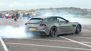 Ferrari GTC4 Lusso V12 with Novitec Exhaust  Crazy Revs DONUTS and Accelerations [upl. by Laertnom]