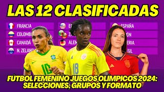 JUEGOS OLÍMPICOS PARÍS 2024 LAS 12 SELECCIONES DE FÚTBOL FEMENINO  GRUPOS  FORMATO [upl. by Kennedy510]