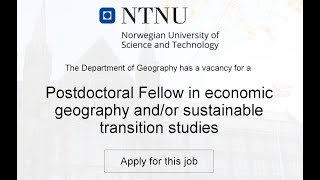 Postdoc Opportunities in Norwegian University of Science and Technology Norway [upl. by Enert]