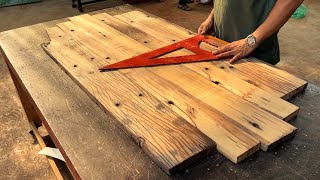 Recycle Old Shipbuilding Wood  Make A Sturdy Oval Dining Table Easily [upl. by Doble]