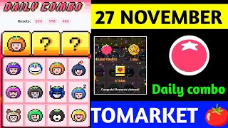 Tomarket Airdrop Daily Combo 27 November  Tomato Daily Combo Today  Tomarket daily combo card [upl. by Eittol]