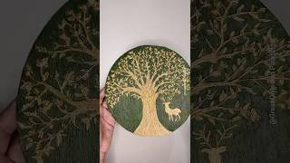 Tree mural art on cardboard muralart diwali2024 decorations festivalvibes claycrafts crafts [upl. by Barthol]