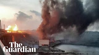 Moment Russian missile strikes Ukraines largest dam [upl. by Nasya339]