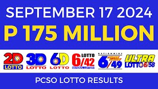 Lotto Result Today 9pm September 17 2024  PCSO Complete [upl. by Marie-Jeanne]