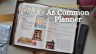 January in my A5 Sterling Ink Common Planner  2024 Planner Flip Through [upl. by Maia]