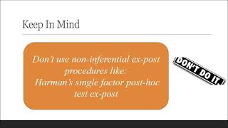 Dealing with Common Method Bias CMB in Survey Studies Exante and Expost Techniques [upl. by Divd]