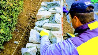 NATURSTEIN HANGMAUER GRAUWACKE VERMÖRTELT PROFI MAURER TIPPS STEINHAUER BAUSTELLEARBEIT ANLEITUNG [upl. by Kokaras830]