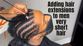 Cornrows on short hair with hair extension  for Men  Parting Tutorial [upl. by Akit]