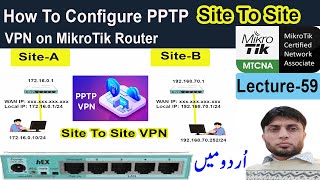 How To Configure PPTP Site To Site VPN on MikroTik  MTCNA  Lecture59 [upl. by Nalhsa589]