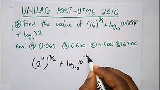 UNILAG Post UTME Past Questions Solved 2010 Maths [upl. by Trant]