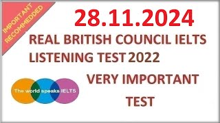 NEW BRITISH COUNCIL IELTS LISTENING PRACTICE TEST 2024  28112024 [upl. by Loni]