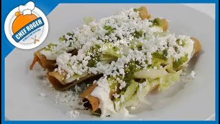 TACOS DORADOS DE POLLO con su salsa verde y sopa Receta 476  Chef Roger [upl. by Aihtak]