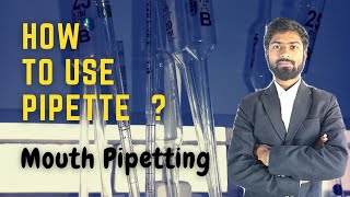 How to use pipette  Mouth Pipetting  Pipetting techniques  PART 1 Biotechtv [upl. by Jarrod]