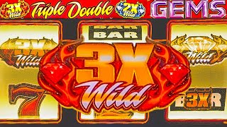 Landed Progressive Jackpots on Triple Double Gems 3 Reel 9 Line Slot [upl. by Ayanej439]