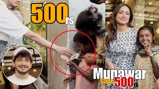 Munawar Faruqui Gave 500rs To Kids While Promoting His Song Halki Halki Si With Hina Khan [upl. by Eiramyelhsa]