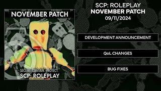 SCP Roleplay  November Patch and Announcement [upl. by Kaspar]