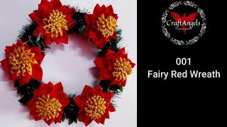 Handmade CraftAngels sparkling fabric poinsettia Fairy Red Wreath Wall door Christmas Home Décor [upl. by Clayborne]