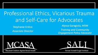 61324  SAVAT Professional Ethics Vicarious Trauma and SelfCare [upl. by Naejarual]