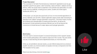 Postdoctoral associate PhD Nanotechnology MOF materials projectassociate jobs hiring viral [upl. by Aiekan443]