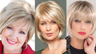 Short Pixie Bob Haircuts with Bangs Mixed Blonde Highlight Layered Straight Bob Wigs [upl. by Musette]