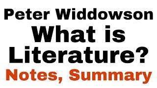 Peter Widdowson quotWhat is Literaturequot Summary and Analysis MA English SEM 2 Literary Criticism [upl. by Hansel]