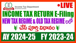 HOW TO FILE INCOME TAX RETURN E FILING AY 2024 25 FY 202324 IN TELUGU IT E FILING IN TELUGU 2024 [upl. by Charlena443]