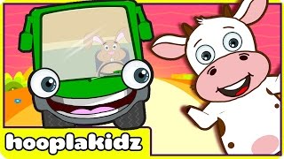 Wheels On The Bus  Green Bus  Kids Song  HooplaKidz [upl. by Cirred]