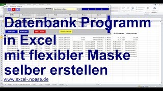 47 Datenbank Programm in Excel mit flexibler Maske selber erstellen [upl. by Mcdade154]