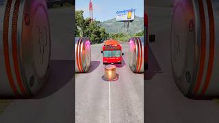 Mix Colour Cement Truck amp Bus vs Bollards crash BeamNG shorts beamngdrive bus [upl. by Aiva277]