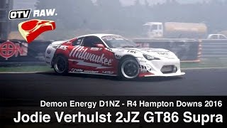 RAW Jodie Verhulst 2JZ GT86 Toyota Supra  D1NZ Drifting R4 Hampton Downs 2016 [upl. by Eadas]