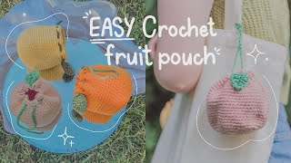 Simple BeginnerFriendly Crochet Drawstring Fruit Pouch  Hayhay Crochet [upl. by Los]