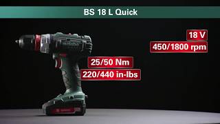 Metabo AkkuBohrschrauber  Cordless Drill Screwdriver BS 18 L Quick [upl. by Josefa]