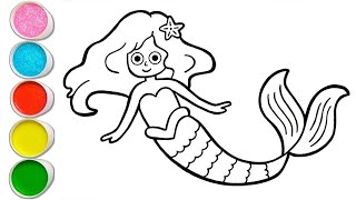 Drawing amp Coloring a Cute Mermid 🧜‍♀️🌊🐚🌈Drawing for kids  Lets Draw Together [upl. by Pearle]