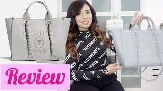 Chanel Large Leather Deauville Studded Tote Bag Review and Whats In My Bag [upl. by Bramwell]