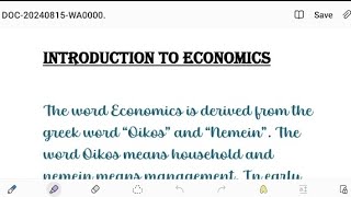 Introduction to Economics Definitions Deductive and Inductive Methods Scope and subject matter [upl. by Orban]