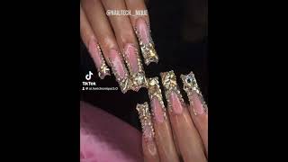 BLINGED OUT SET💎✨ nails beginnernailtech nailtech blingnails goldnails [upl. by Leksehc]