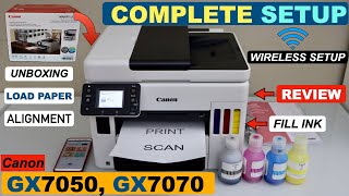 Canon MAXIFY GX7050 GX7070 Setup Install Ink Alignment WiFi Setup Phone Print amp Scan Review [upl. by Tad]