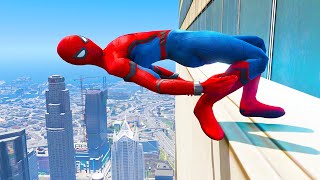 GTA 5 Spiderman Crazy Jumps and Falls  GTA 5 MODS [upl. by Hesketh]