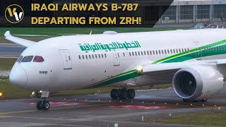 Iraqi Airways Boeing 7878 engine start amp departure from Zurich Airport [upl. by Sutit]