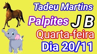 PALPITES DO JB  DIA 20 DE NOVEMBRO Canal Tadeu martins [upl. by Nollahs]