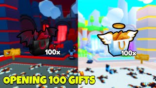 I Opened 100 of Each GOOD vs EVIL gift and got  HUGES pet simulator 99 [upl. by Layton]