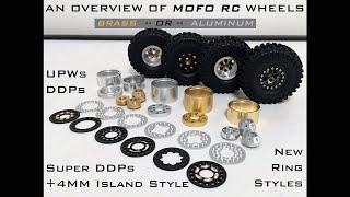 MOFO RC  10quot Wheel Overview UPWs DDPs Super DDPs Island Spacers Rings amp Offset Hubs for SCX24 [upl. by Poirer]